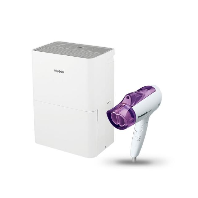 【Whirlpool 惠而浦】10L第六感智能除濕機 WDEE10TW+Panasonic 負離子吹風機(紫)