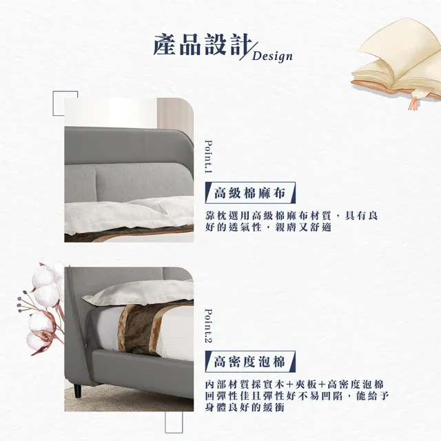 【Hampton 漢汀堡】漢賓6尺雙人床(雙人床/床台/床架/床組/6尺雙人床)