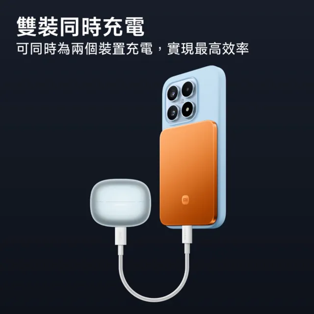 【小米】官方旗艦館 纖薄磁吸行動電源 5000 15W 冰川銀(通過3C認證/0.6cm超薄/小米首款自研電池)