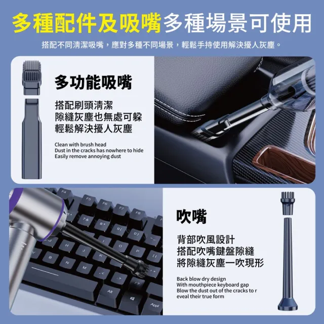 【SUiTU】無刷電機 ST-6653Plus 車用吸塵器(家車吹吸兩用 無線手持款 贈5濾芯+收納包)