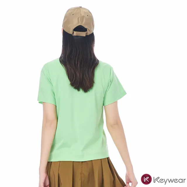 【KeyWear 奇威名品】檸檬刺繡圖案圓領短袖上衣(共2色)