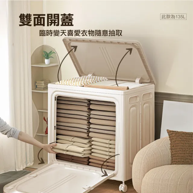 【ONE HOUSE】日蜜兒大容量側開附輪收納箱_任選2入(收納櫃 /置物箱/衣物收納/摺疊收納箱)