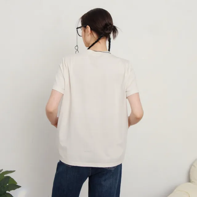 【MASTINA】拼布前縮口休閒短袖T 杏 灰(魅力商品)