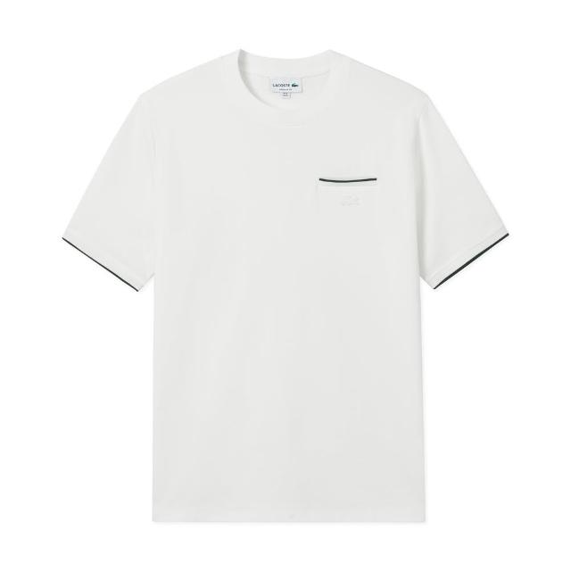 【LACOSTE】男裝-口袋飾邊圓領短袖T恤(白色)