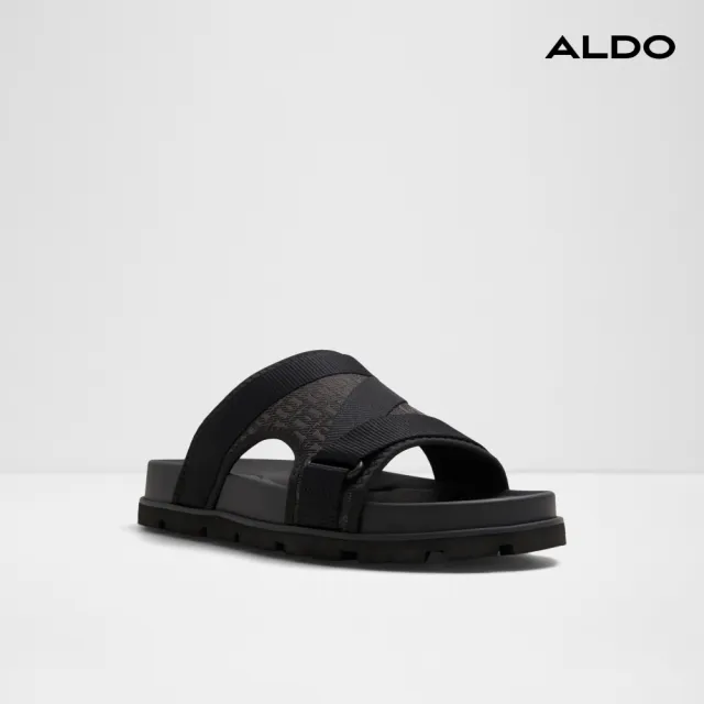 【ALDO】DENIELS-時尚寬織帶幾何設計涼拖鞋-男鞋(黑色)