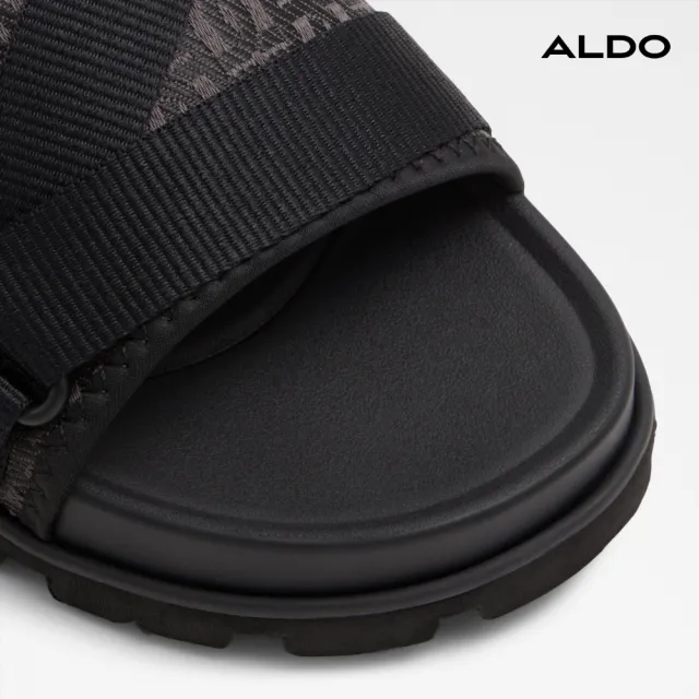【ALDO】DENIELS-時尚寬織帶幾何設計涼拖鞋-男鞋(黑色)