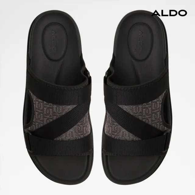 【ALDO】DENIELS-時尚寬織帶幾何設計涼拖鞋-男鞋(黑色)
