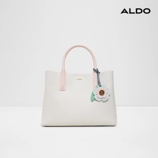 【ALDO】LIVIEA-優雅甜美花卉掛飾托特包/斜背包(白色)