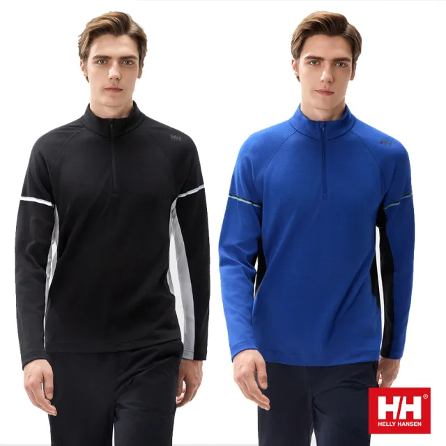 【Helly Hansen】男 美麗諾 羊毛 拉鍊 半開襟 套頭上衣 黑 藍
