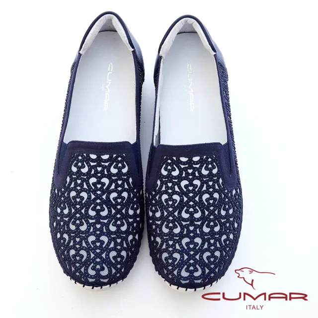 【CUMAR】水鑽鏤空透氣樂福休閒鞋726-1365 (藍色)