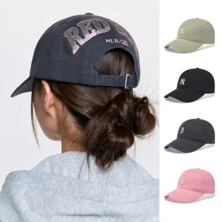 【MLB】可調式軟頂街頭感後弧Logo棒球帽 紅襪/道奇/洋基隊 (3ACPB076N-四款任選)