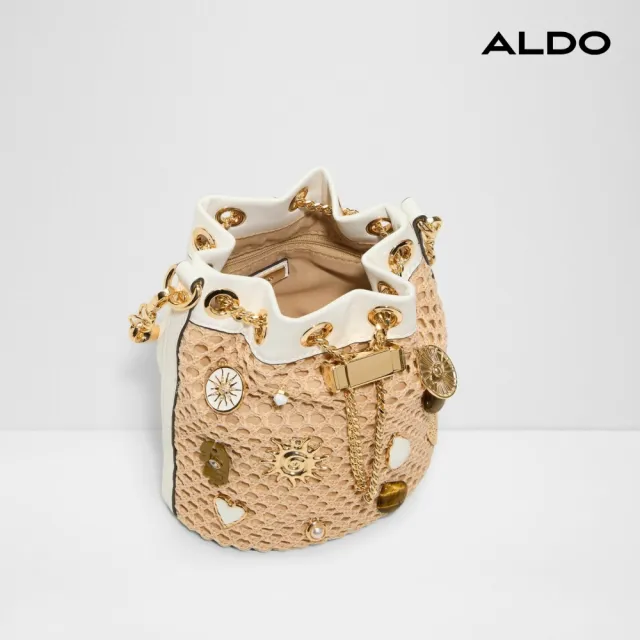 【ALDO】SHELLINA-波希米亞風編織斜背水桶包(淺棕色)