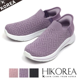 【HIKOREA】韓國空運。 舒壓厚底回彈 輕量撞色套腳健走鞋/版型偏小(71-3635/三色/現貨+預購)