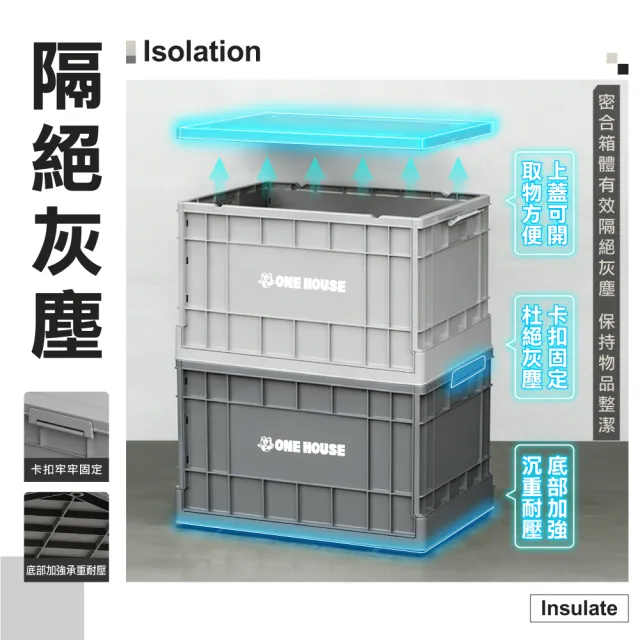 【ONE HOUSE】75L 61寬藤原工業風折疊收納箱-高款2入(整理箱 收納盒 收納櫃 折疊箱)