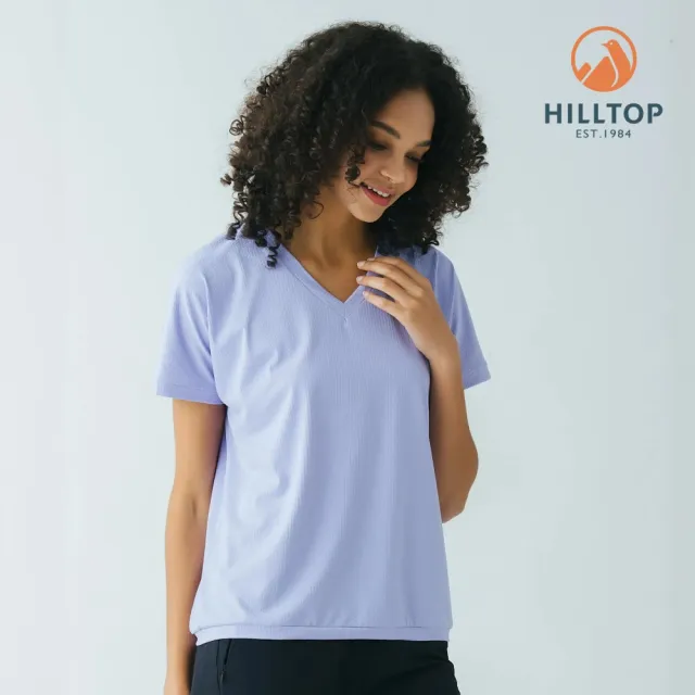 【Hilltop 山頂鳥】Polygiene吸濕快乾抗UV施華洛世奇燙鑽彈性T恤 女款 淺紫藍｜PS04XFN9ECJ0