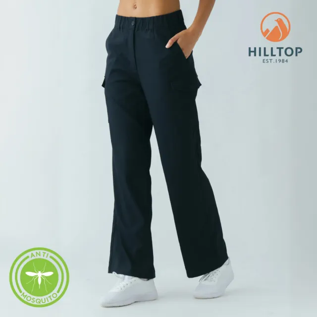 【Hilltop 山頂鳥】抗UV防蚊吸濕快乾彈性長褲 女款 黑｜PS07XFR9ECA0