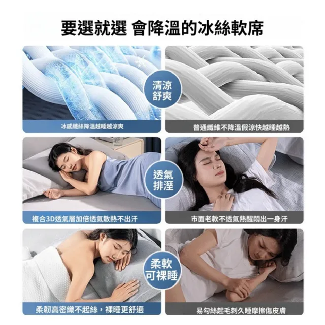 【Quality 聚家】冰絲涼席 冰涼墊 涼席 碳光空調席 裸睡涼感軟席子 1.5*2.0M/透氣排濕/安全舒適/可機洗