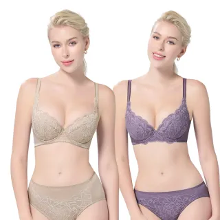 【Swear 思薇爾】2件組花翎系列A-F罩蕾絲包覆女內衣(2色各1)