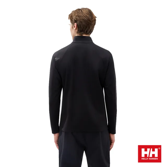 【Helly Hansen】男 輕戶外 休閒 柔軟 磨毛 拉鍊半開襟 長袖上衣 黑