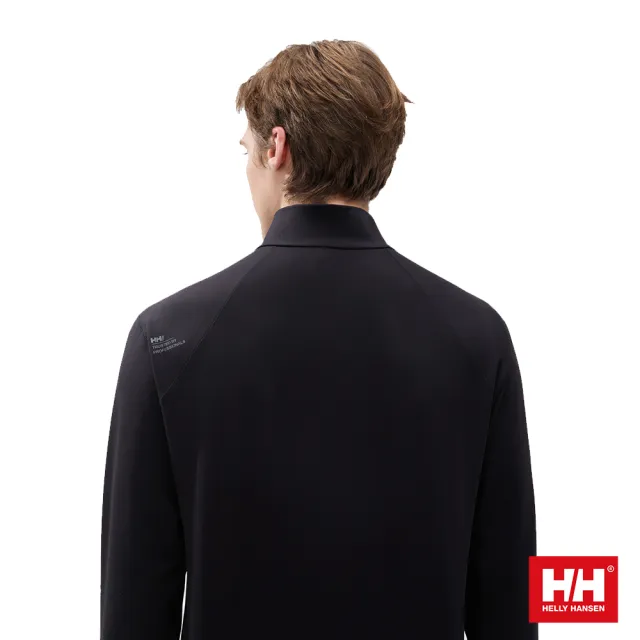 【Helly Hansen】男 輕戶外 休閒 柔軟 磨毛 拉鍊半開襟 長袖上衣 黑