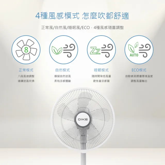【DIKE】獨家14吋DC智能變頻直流遙控風扇(HLE160WT)