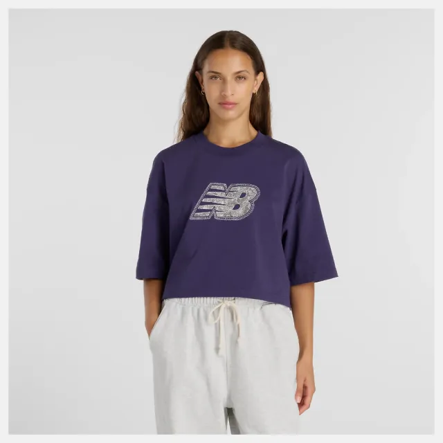 【NEW BALANCE】NB 短袖上衣 女 美規 紫 WT61G0IYBOY