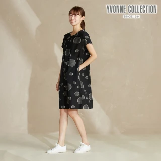 【YVONNE 以旺傢飾】棉麻圓圈剪花短袖洋裝-黑