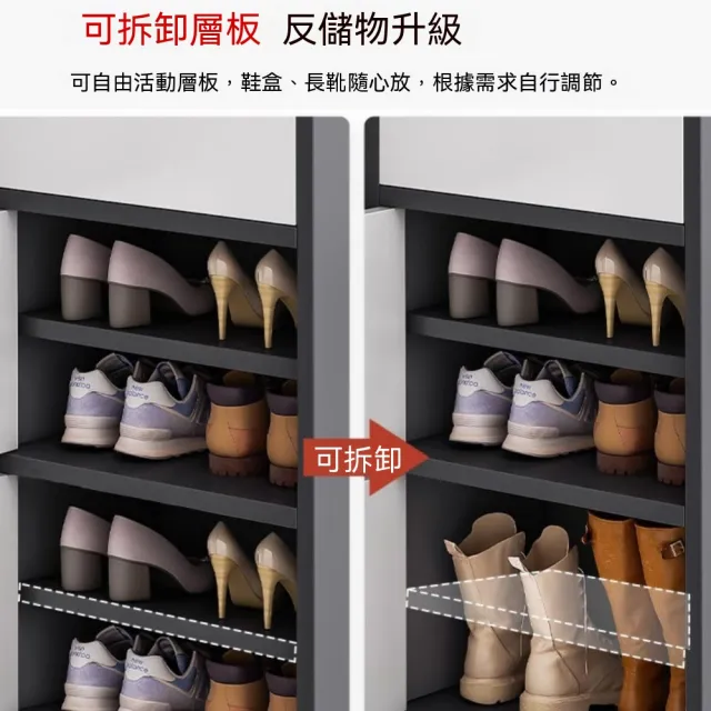新川 鞋櫃 家用小戶型入戶門口鞋櫃 室內多層收納儲物鞋架 暖白色六門十二層176CM