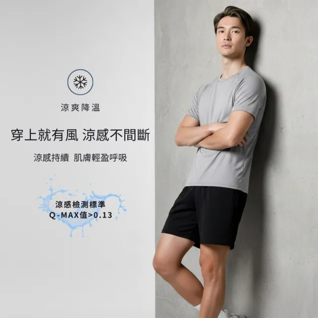 【COOCHAD 酷爵機能】CueSkin 爽涼機能衣 男短袖落肩款(涼感透氣 吸濕排汗 台灣織造)