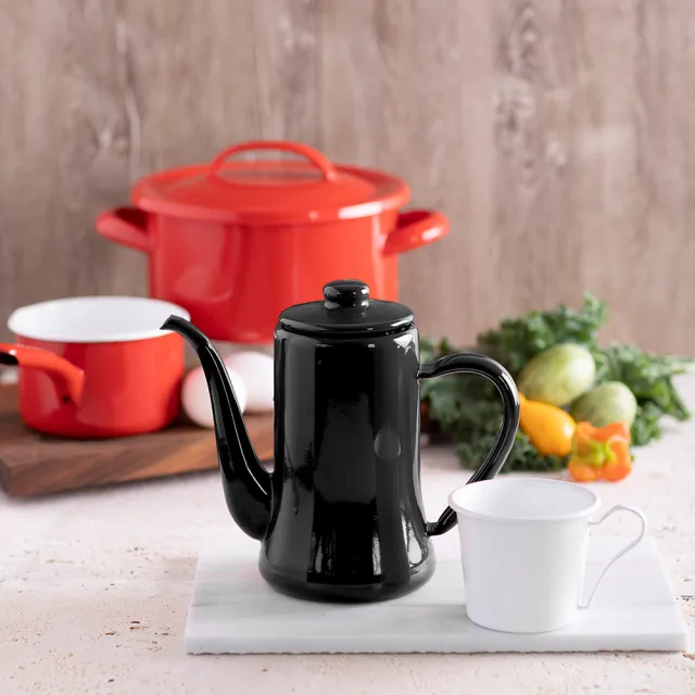 【JIA 品家】福利品-月兔印琺瑯手沖壺/細口壺/咖啡壺0.7L-黑色