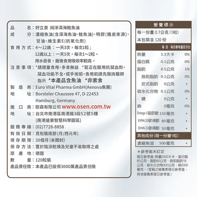 【Heilusan 好立善】純淨深海鮭魚油120粒2盒組(Omega3EPA+DHA小分子蒸餾 無重金屬TG型)