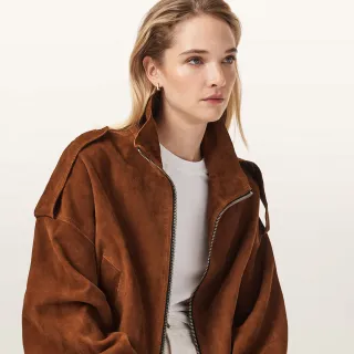 【ALLSAINTS】LOWDEN 高領麂皮外套 W024LE(舒適版型)