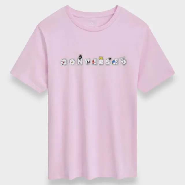 【CONVERSE】短袖上衣 男 女 中性 三麗鷗聯名款 HELLO KITTY STICKER TEE 粉 CVM5T517-CV3
