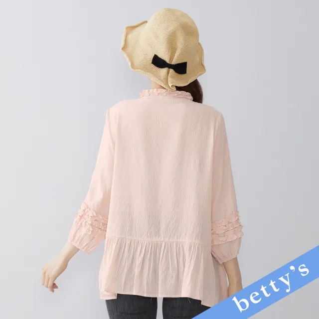 【betty’s 貝蒂思】荷葉邊小立領長袖襯衫(粉色)