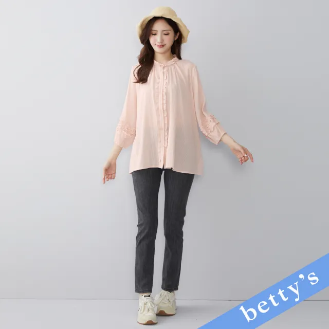 【betty’s 貝蒂思】荷葉邊小立領長袖襯衫(粉色)