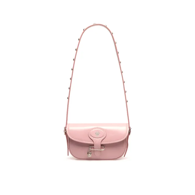 【BALLY】官方直送 BALLY BECKETT 糖果粉鉚釘女士肩背包