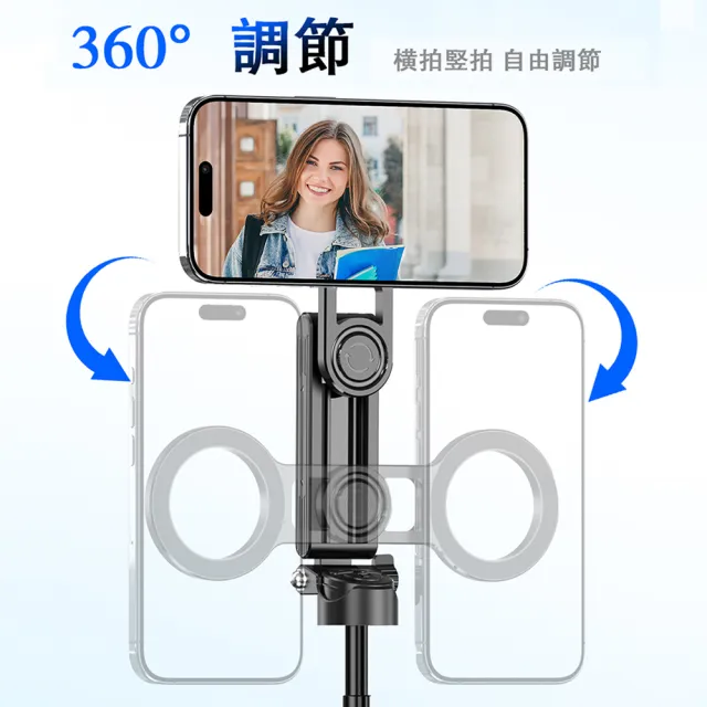 【CYKE】F08 一鍵即開 鋁合金迷你手柄磁吸藍牙自拍棒 旅行穩拍伸縮收納自拍桿 多角度調節直播四腳架