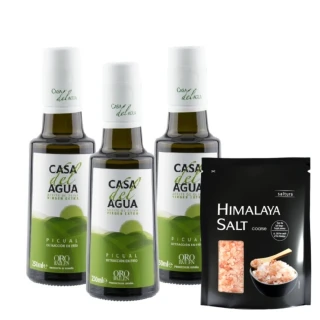 【Casa del Agua 歐嘉】特級冷壓初榨橄欖油250mlx3入送粉紅玫瑰粗鹽500g