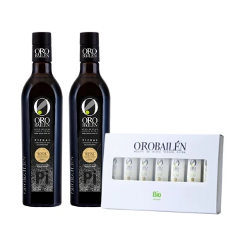 【Oro Bailen 皇嘉】特級冷壓初榨橄欖油Picaul 500mlx2入加送有機七日飲x1(經典組合 生飲首選)
