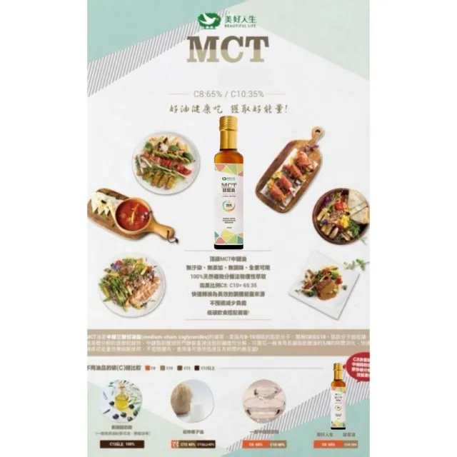 MCT能量油250ml*2瓶(100%天然植物以分餾法物理性萃取而得)雙11