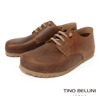 【TINO BELLINI 貝里尼】歐洲進口 BIONATURA 腳床舒適鞋 繫帶造型 軟木軟底 休閒鞋 FZCB001-9(駝色)