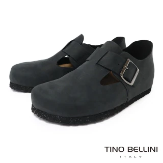 【TINO BELLINI 貝里尼】歐洲進口 BIONATURA 腳床舒適鞋 飾扣造型 軟木軟底 休閒鞋 FZCB002-1(黑色)