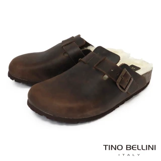 【TINO BELLINI 貝里尼】歐洲 BIONATURA 腳床舒適鞋 保暖羊毛 經典造型 軟木軟底 拖鞋 FY0B001-6(咖啡色)