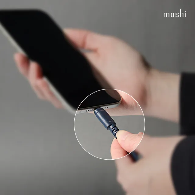 【moshi】Integra 強韌系列 USB-C to USB-C (240W/480Mbps) 充電/傳輸編織線-薄型插頭 (1.2m)