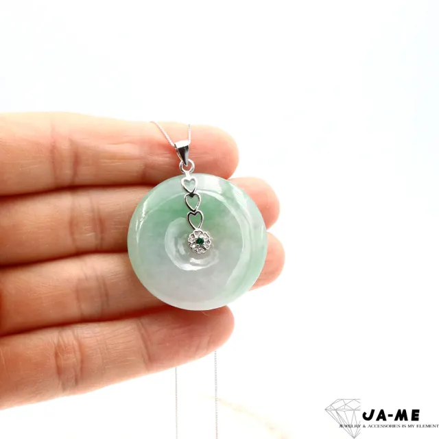 【JA-ME】天然A貨翡翠 冰種飄綠平安扣925純銀項鍊