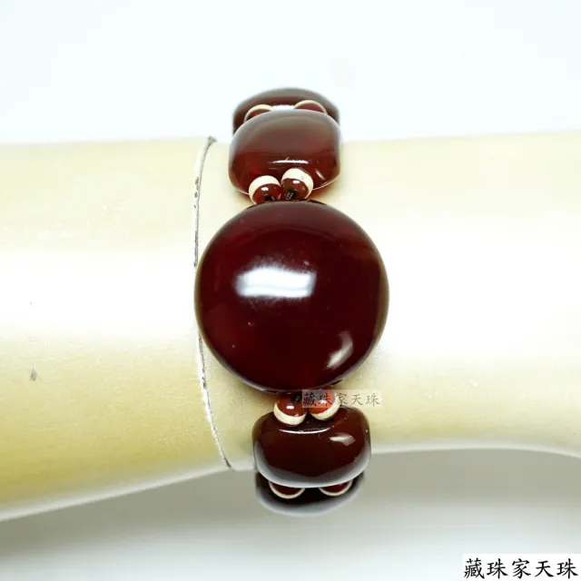 【藏珠家】精品30mm紅玉髓圓板珠天珠手鍊-5