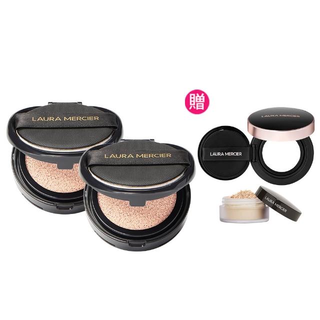 【LAURA MERCIER 蘿拉蜜思】冠軍氣墊雙蕊超值組(冠軍氣墊蕊芯x2+煥顏雙色氣墊殼x1)