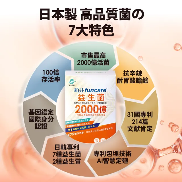 【funcare 船井生醫】2000億益生菌30包/盒x6盒(共180包；日本原裝進口)