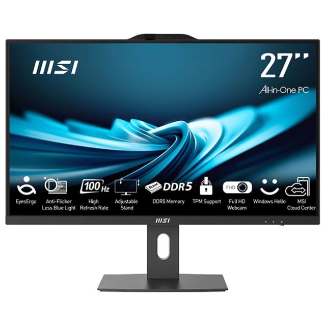 【MSI 微星】i5特仕液晶電腦(PRO AP272P 14M-632TW/i5-14400/16G/512G SSD+1T/W11/黑)