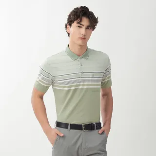 【pierre cardin 皮爾卡登】網路獨家 男款 休閒服飾吸濕排汗橫條短袖POLO衫-綠色(7267272-43)